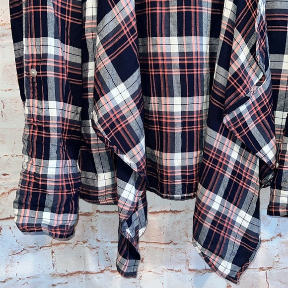 Roxy Sweater Womens Medium Red Black Plaid Draped Open Front Cardigan Hooded - Picture 3 of 9